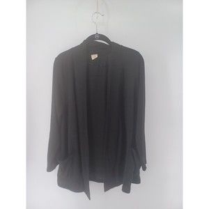 Faded Glory Cardigan Women’s 1X (16W) Black Open Front Soft Knit Stretch